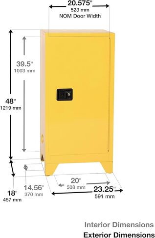 Eagle American Made 60 Gallon F﻿lammable Liquid Storage Cabinet with Legs, Manual-Close Fireproof Cabinet for Schools, Garages, Manufacturing Facilities, 34" x 34" x 69", 1962XLEGS in Saudi Arabia