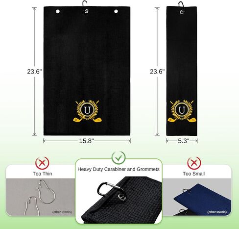 Personalized Golf Towels for Golf Bags - Microfiber Monogrammed Golf Towels for Men/Women, Retractable Brush Tool Kit with Club Groove Cleaner, Custom Golf Accessories for Golfers (Initial J) in Kuwait