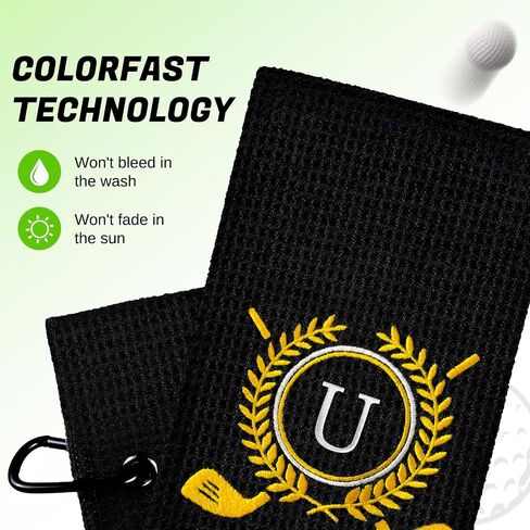 Personalized Golf Towels for Golf Bags - Microfiber Monogrammed Golf Towels for Men/Women, Retractable Brush Tool Kit with Club Groove Cleaner, Custom Golf Accessories for Golfers (Initial J) in Kuwait