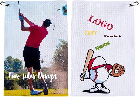 Personalized Golf Towel Two Sides - Custom Towels Large 16 X 24 Inch with Clip for Bag Bulk, Customize Waffle Weave Golf Towels with Photo in Saudi Arabia