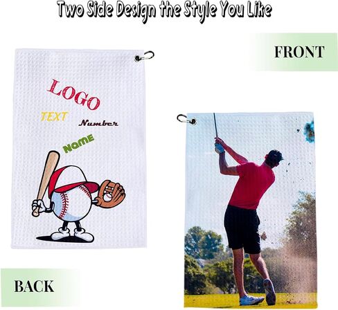 Personalized Golf Towel Two Sides - Custom Towels Large 16 X 24 Inch with Clip for Bag Bulk, Customize Waffle Weave Golf Towels with Photo in Saudi Arabia