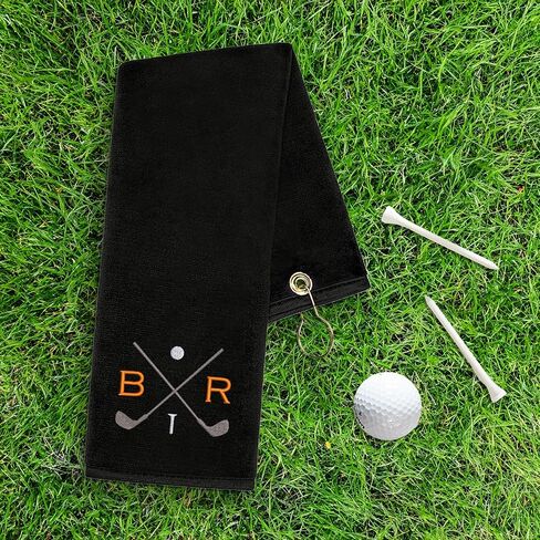 Lifetime Creations Personalized Golf Towel for Golf Bags - Custom Embroidered in USA with Initials, Dual-Sided for Scrubbing, Gifts for Golfers, Golf Accessories for Men or Women, Groomsmen, Dad in Kuwait