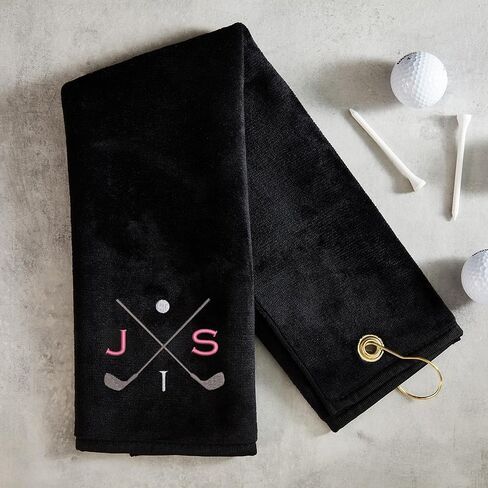 Lifetime Creations Personalized Golf Towel for Golf Bags - Custom Embroidered in USA with Initials, Dual-Sided for Scrubbing, Gifts for Golfers, Golf Accessories for Men or Women, Groomsmen, Dad in Kuwait