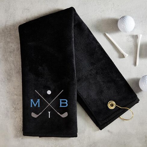 Lifetime Creations Personalized Golf Towel for Golf Bags - Custom Embroidered in USA with Initials, Dual-Sided for Scrubbing, Gifts for Golfers, Golf Accessories for Men or Women, Groomsmen, Dad in Kuwait