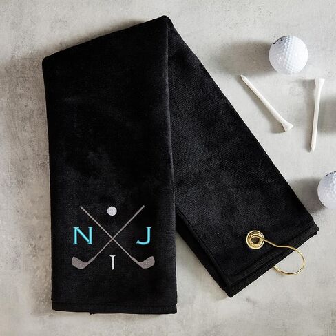 Lifetime Creations Personalized Golf Towel for Golf Bags - Custom Embroidered in USA with Initials, Dual-Sided for Scrubbing, Gifts for Golfers, Golf Accessories for Men or Women, Groomsmen, Dad in Kuwait