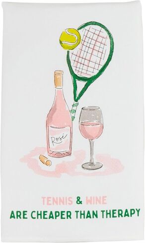 Mud Pie Tennis Wine Pro Shop Towel; 26" x 16 1/2" in Saudi Arabia