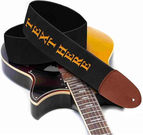 تكريم الفن الشخصي 2 "حزام الجيتار للباس ، الغيتار الكهربائي والصوتي ، حزام الجيتار المخصص مع الاسم ، مطرزة الأشرطة الجيتار الصوتية المخصصة أفضل هدية للرجال والنساء - أسود in Kuwait
