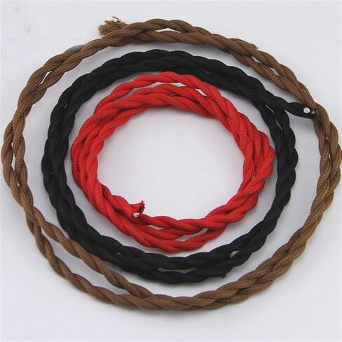 Jinchao-Twisted Cloth Covered Wire Vintage Hemp Rope Twisted Pair Electrical Wire Cord Cable 18 Gauge 2 Conductor 5M/10M (Color : Light Gold, Length : 5m) in Saudi Arabia