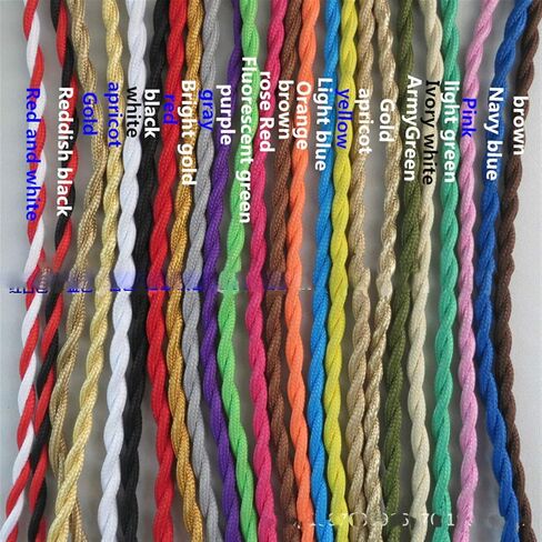 Jinchao-Twisted Cloth Covered Wire Vintage Hemp Rope Twisted Pair Electrical Wire Cord Cable 18 Gauge 2 Conductor 5M/10M (Color : Light Gold, Length : 5m) in Saudi Arabia