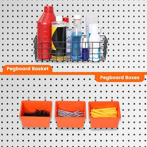 Pegboard Organizer Accessories Kit 155 PCS, Peg Board Hooks Assortment with Bins, Baskets for 1/4 inch Pegboard Wall Organizer, Garage Organization, Workbench, Craft Room, Hanging Tools in Kuwait
