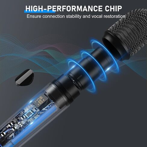 Wireless Microphone System Karaoke Machine - Rechargeable Handheld Dynamic Microphones, Dual Wireless Mics, Adjustable UHF Channels, Auto Scan, 310ft Range, Microphone for Karaoke in Saudi Arabia