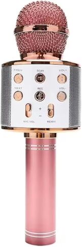 Wireless Bluetooth Karaoke Microphone Portable Handheld Mic Speaker 3-in-1 for All Smartphones Gifts in Saudi Arabia