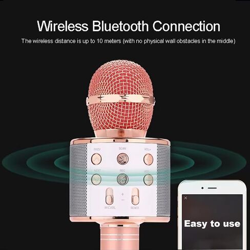 Wireless Bluetooth Karaoke Microphone Portable Handheld Mic Speaker 3-in-1 for All Smartphones Gifts in Saudi Arabia