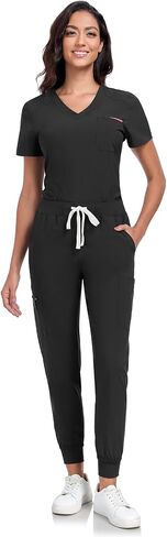 الدعك للنساء مجموعة -v -neck فرك أعلى الجيب والركض السراويل مع 11 جيوب in Saudi Arabia