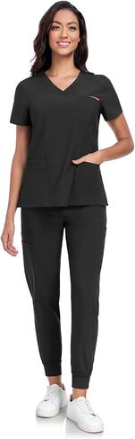 الدعك للنساء مجموعة -v -neck فرك أعلى الجيب والركض السراويل مع 11 جيوب in Saudi Arabia
