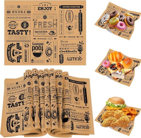 CHENGU 150 Pieces Newsprint Wax Paper Sheets Deli Wax Grease Proof Deli Wrap Waterproof Food Wrapping Paper Sheets Food Basket Liners for Home and Kitchen Baking(Yellow) in Saudi Arabia