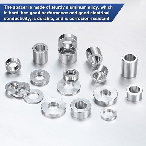 5-Pack M10 Aluminum Spacers 10.2mm ID x 16mm OD x 5mm L Metal Screw Standoff Bushing Plain Finish Round Spacer Aluminum for Screws Bolts in Saudi Arabia