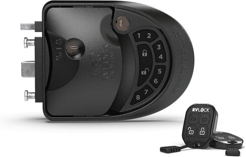 RVLock Class C Charter Keyless Entry Keypad and Handle with Fob, All Metal RV Door Lock and Latch Replacement Kit, Upgraded Silicone Keypad for Class C and A Motorhomes, Fits openings 4.5 x 3.5 Inches in Saudi Arabia