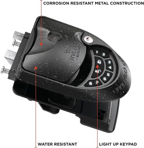 RVLock Class C Charter Keyless Entry Keypad and Handle with Fob, All Metal RV Door Lock and Latch Replacement Kit, Upgraded Silicone Keypad for Class C and A Motorhomes, Fits openings 4.5 x 3.5 Inches in Saudi Arabia