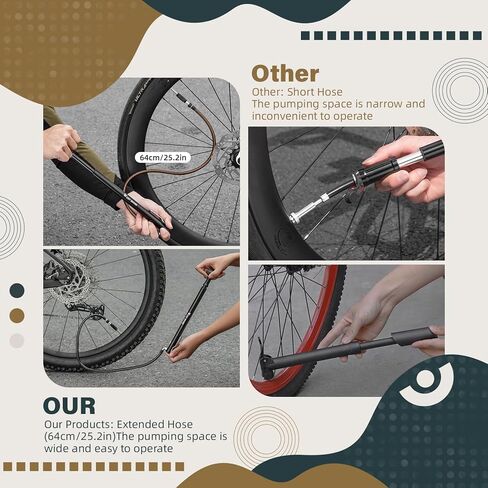 Mini Bike Pump Portable Bicycle Pump, Aluminum Alloy 160PSI Floor Bike Pump Fits Presta And Schrader Valves, Lightweight Air Bike Tyre Pump for Road Mountain Bike Balls in Kuwait