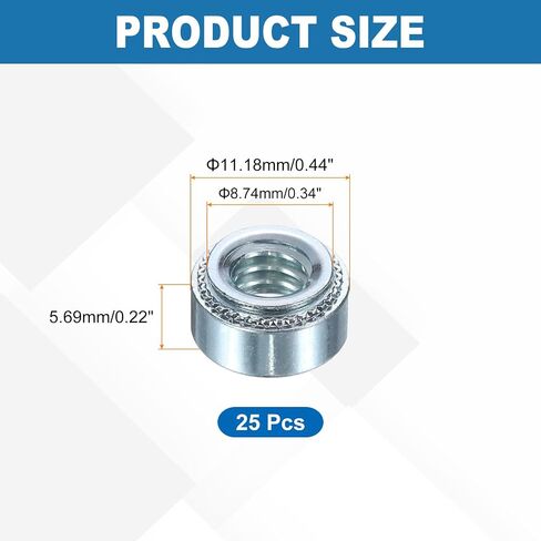 uxcell 200Pcs Self-Clinching Nuts, 1/4"-20x0.22 Zinc-Plated Carbon Steel Pressure Rivet Nut Hardware Fastener for Construction Industry in Saudi Arabia
