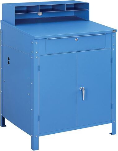 مكتب المتجر الصناعي العالمي مع خزانة السفلى ، مقصورات حمامة ، 34-1/2 "W × 30" D x 51-1/2 "H ، الأزرق in Kuwait