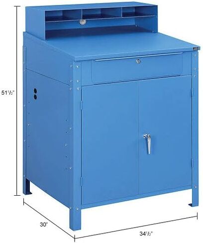 مكتب المتجر الصناعي العالمي مع خزانة السفلى ، مقصورات حمامة ، 34-1/2 "W × 30" D x 51-1/2 "H ، الأزرق in Kuwait