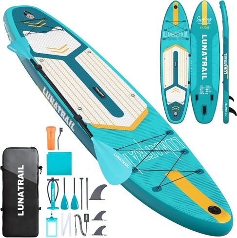 【11'×34"】 Extra Long/Extra Wide Premium Inflatable Stand Up Paddle Board (SUP) – Portable & Lightweight for Yoga, Surfing, Family Fun | Complete Kit with Paddle, Pump, Bag | Durable Design in Saudi Arabia