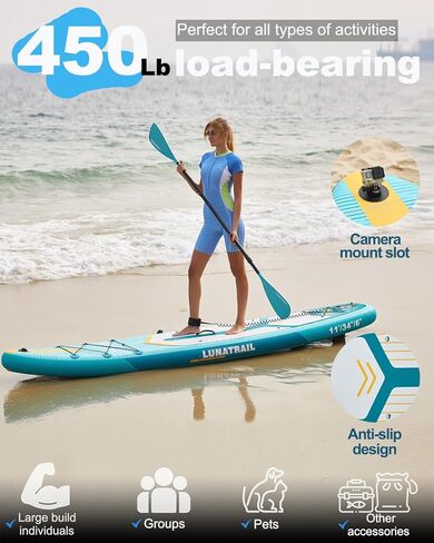 【11'×34"】 Extra Long/Extra Wide Premium Inflatable Stand Up Paddle Board (SUP) – Portable & Lightweight for Yoga, Surfing, Family Fun | Complete Kit with Paddle, Pump, Bag | Durable Design in Saudi Arabia