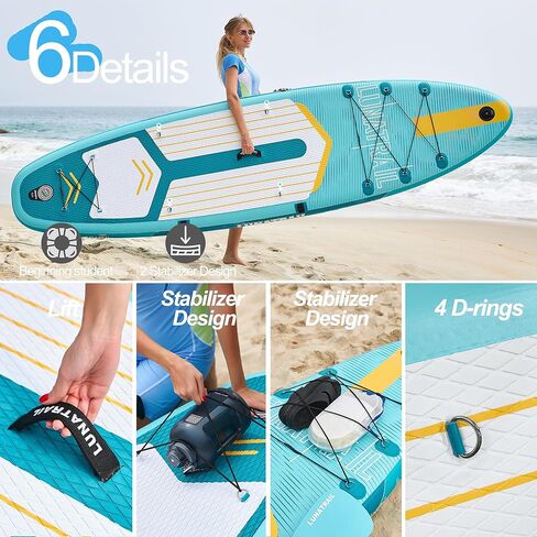 【11'×34"】 Extra Long/Extra Wide Premium Inflatable Stand Up Paddle Board (SUP) – Portable & Lightweight for Yoga, Surfing, Family Fun | Complete Kit with Paddle, Pump, Bag | Durable Design in Saudi Arabia