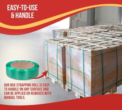 Mytee Products 5800'x 1/2"x 0.025" Hand Grade Polyester (PET) Packaging Strapping Roll - Green 16"x6" Core Size AAR Approved - 780 lbs Break Strength - UV, Water & Rust Resistant Roll in Saudi Arabia