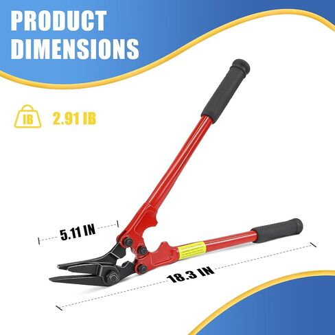 قاطع الربط الثقيل - 18 "شفرة فولاذية عالية الكربون للصلب والبوليستر (PET) تقترب حتى 2" "عرض و 0.044" - مقبض مريح للراحة وقطع الدقة in Kuwait