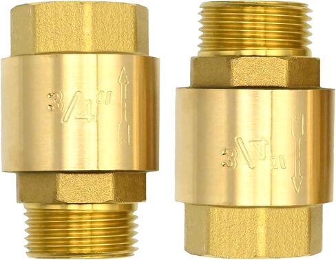 MDEOOSKY 2 PCS صمام فحص النحاس ، 3/4 "ذكر 3/4" خيط أنثى واحدة الاتجاه صمامات التدفق الخلفي ، صمام فحص الزنبرك في السطر لزيت الماء غير القابل للاشتعال in Saudi Arabia