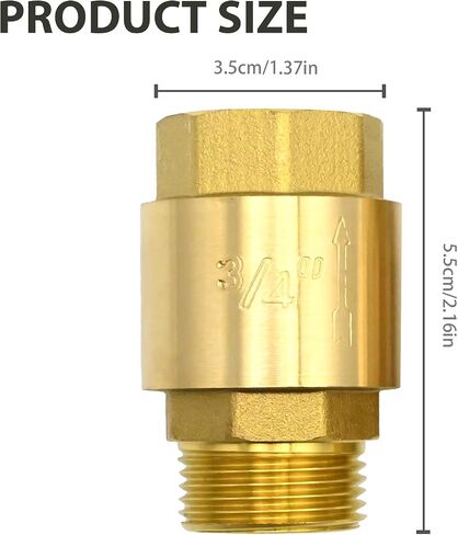 MDEOOSKY 2 PCS صمام فحص النحاس ، 3/4 "ذكر 3/4" خيط أنثى واحدة الاتجاه صمامات التدفق الخلفي ، صمام فحص الزنبرك في السطر لزيت الماء غير القابل للاشتعال in Saudi Arabia