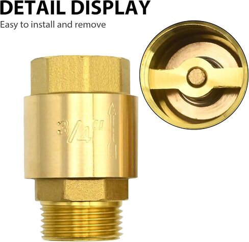 MDEOOSKY 2 PCS صمام فحص النحاس ، 3/4 "ذكر 3/4" خيط أنثى واحدة الاتجاه صمامات التدفق الخلفي ، صمام فحص الزنبرك في السطر لزيت الماء غير القابل للاشتعال in Saudi Arabia