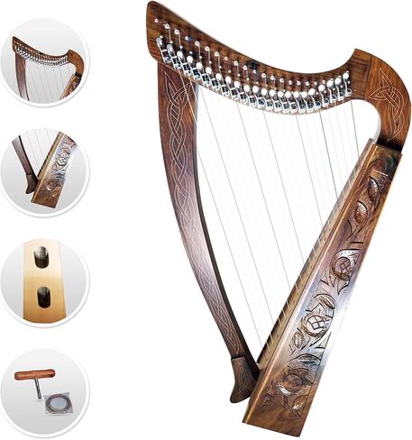 22 سلاسل القيثارة الأيرلندية Celtic Highland الصلبة روزوود الطبيعية لرفع توليف المفتاح مجموعة إضافية تضمن 33 "بوصة طول الورد in Kuwait