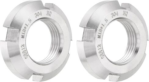 #US 2Pcs M18x1.5mm Retaining Four Slot Slotted Round Nuts-304 Stainless Steel in Saudi Arabia