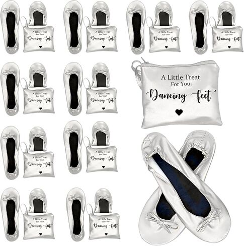 12 Pairs Wedding Foldable Flats for Wedding Guests Bridal Shower Supplies Bridesmaid Slippers Bulk Ballet Flats for Bridal Shower Party Women Dancing Shoes in Kuwait