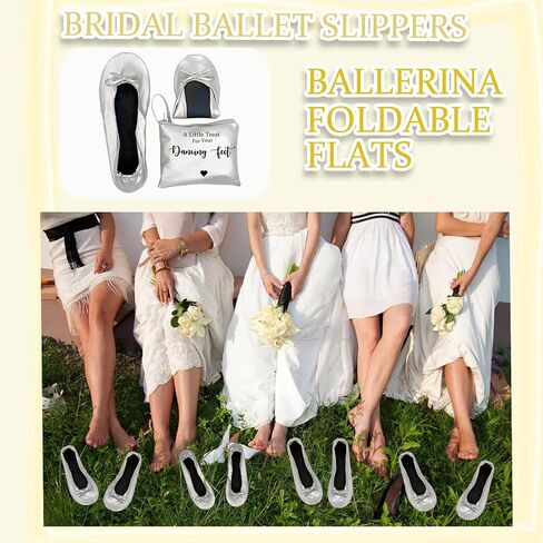 12 Pairs Wedding Foldable Flats for Wedding Guests Bridal Shower Supplies Bridesmaid Slippers Bulk Ballet Flats for Bridal Shower Party Women Dancing Shoes in Kuwait