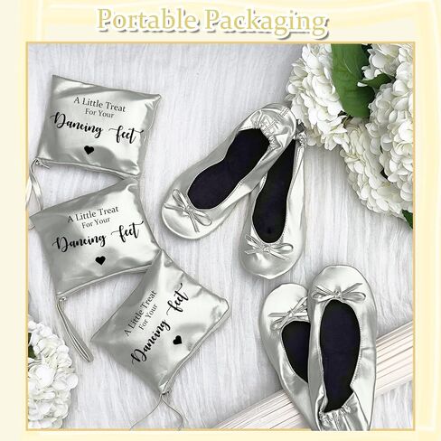 12 Pairs Wedding Foldable Flats for Wedding Guests Bridal Shower Supplies Bridesmaid Slippers Bulk Ballet Flats for Bridal Shower Party Women Dancing Shoes in Kuwait