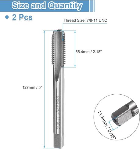 uxcell 2pcs Hand Bottom Tap 5/16-24 UNF 2B Thread Bottoming Style Threading Taps High Speed Steel HSS6542 Straight Flutes Screw Tapping Tool in Saudi Arabia