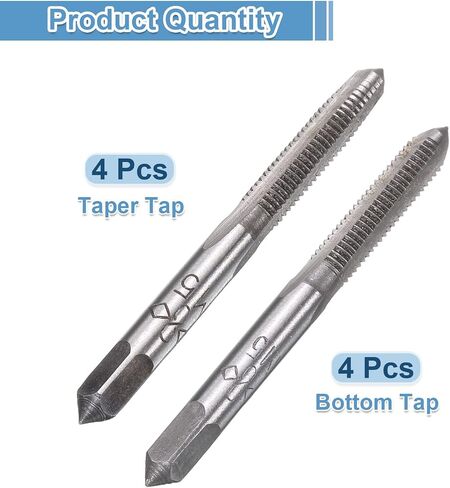 uxcell 4 Set Metric Hand Taps, M4 x 0.7 H2 Thread Taper + Bottom Tap, 9CrSi Alloy Tool Steel Screw Threading Milling Tapping Tool Kit in Saudi Arabia