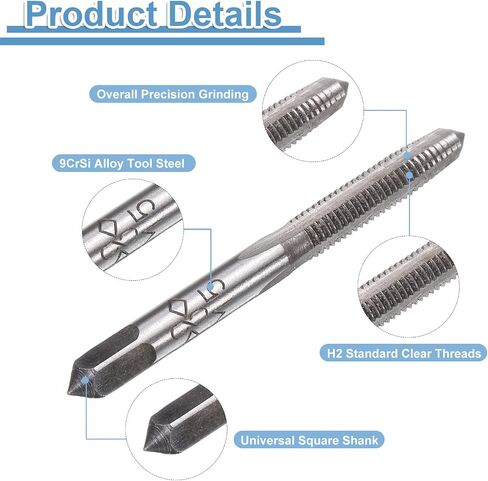 uxcell 4 Set Metric Hand Taps, M4 x 0.7 H2 Thread Taper + Bottom Tap, 9CrSi Alloy Tool Steel Screw Threading Milling Tapping Tool Kit in Saudi Arabia