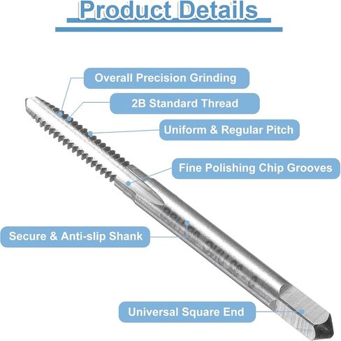 uxcell 15pcs Straight Flute Thread Tap, 10-32 UNF Screw Threading Tapping Tool Thread Milling Machine Taps, High-Speed Steel 6542 (HSS 6542) in Saudi Arabia