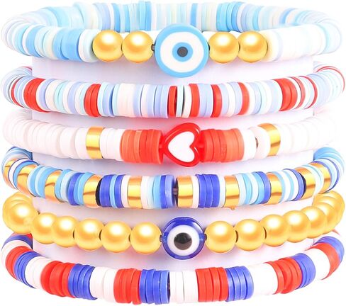 24 Pcs Friendship Bracelets Heishi Preppy Flower Clay Bead Bracelets Set Colorful Beaded Bracelets for Women Teens Boho Summer Beach Jewelry Stackable Stretch Bracelet Set with Cute Preppy Designs Perfect for Gifts and Parties in Kuwait