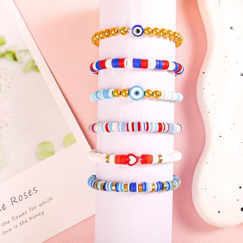 24 Pcs Friendship Bracelets Heishi Preppy Flower Clay Bead Bracelets Set Colorful Beaded Bracelets for Women Teens Boho Summer Beach Jewelry Stackable Stretch Bracelet Set with Cute Preppy Designs Perfect for Gifts and Parties in Kuwait