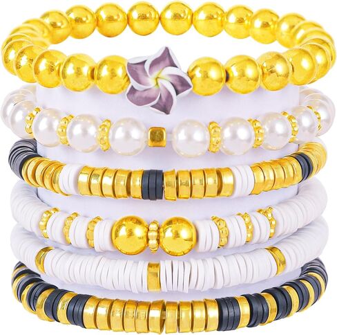 24 Pcs Friendship Bracelets Heishi Preppy Flower Clay Bead Bracelets Set Colorful Beaded Bracelets for Women Teens Boho Summer Beach Jewelry Stackable Stretch Bracelet Set with Cute Preppy Designs Perfect for Gifts and Parties in Kuwait