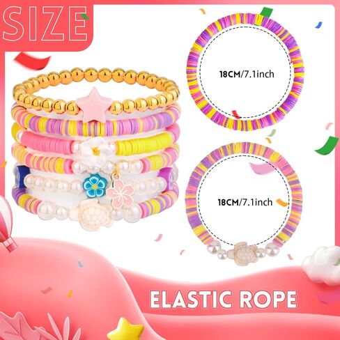 24 Pcs Friendship Bracelets Heishi Preppy Flower Clay Bead Bracelets Set Colorful Beaded Bracelets for Women Teens Boho Summer Beach Jewelry Stackable Stretch Bracelet Set with Cute Preppy Designs Perfect for Gifts and Parties in Saudi Arabia