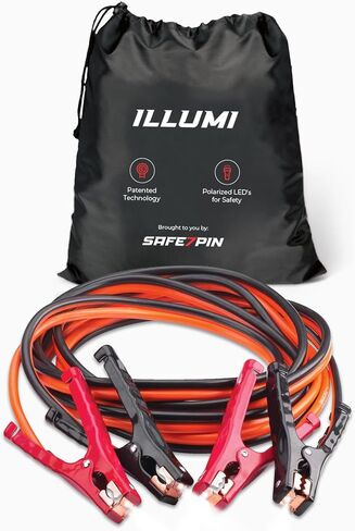 Jumper Cable | Heavy Duty Jumper Cables for Trucks, SUV | Self Rescue Car Jump Starter | Quick Connect, Built-in Lights, Portable | Prioritizing Safety | 6 Gauge Wire, 12 Ft. in Saudi Arabia