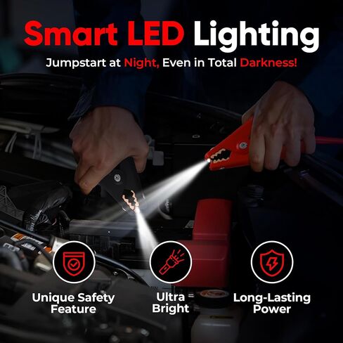 Jumper Cable | Heavy Duty Jumper Cables for Trucks, SUV | Self Rescue Car Jump Starter | Quick Connect, Built-in Lights, Portable | Prioritizing Safety | 6 Gauge Wire, 12 Ft. in Saudi Arabia